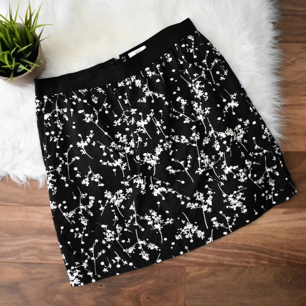 Floral Black and White Loft Skirt